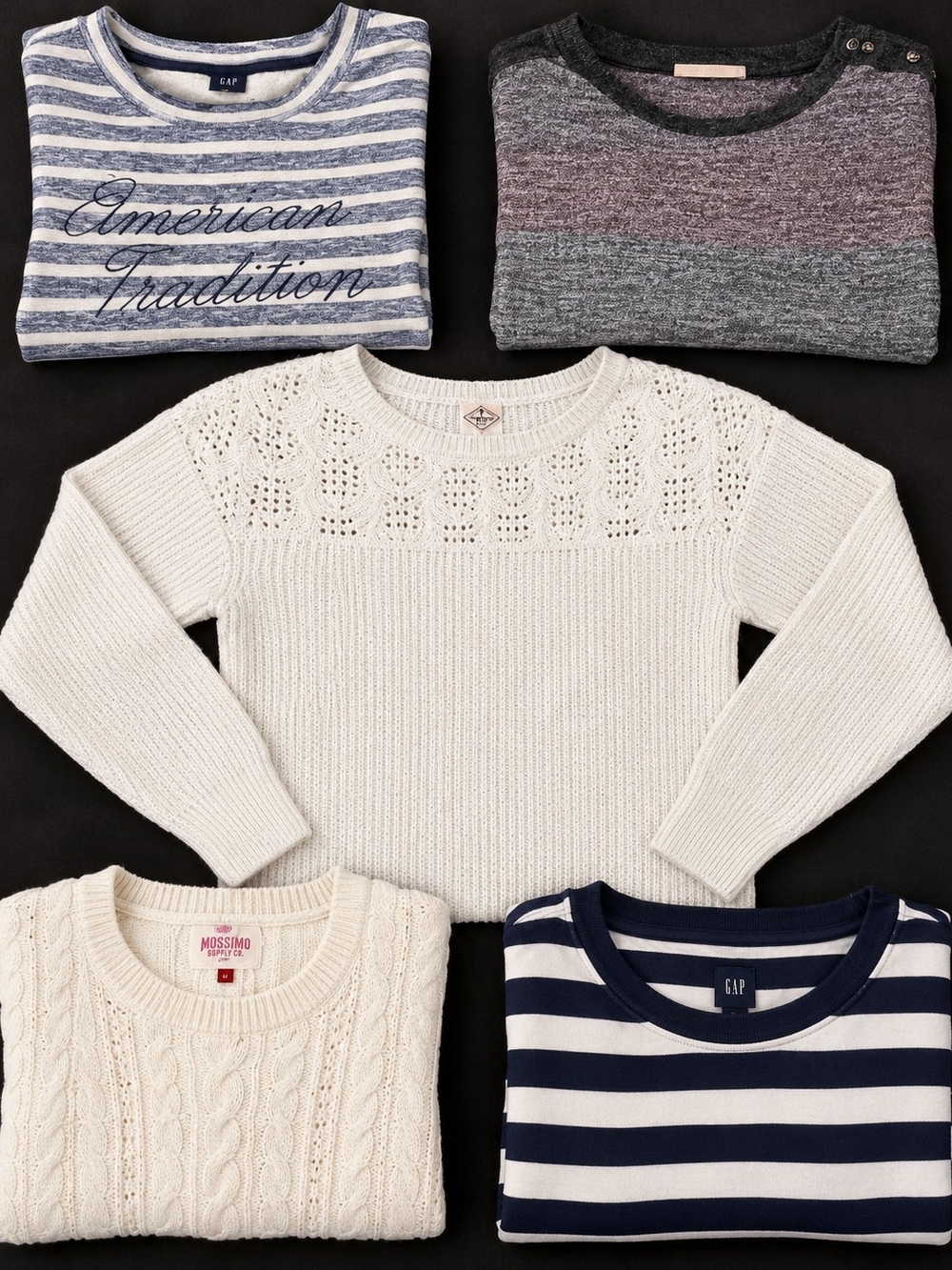 5 Pc. Fall Sweater & Long Sleeve Top Lot